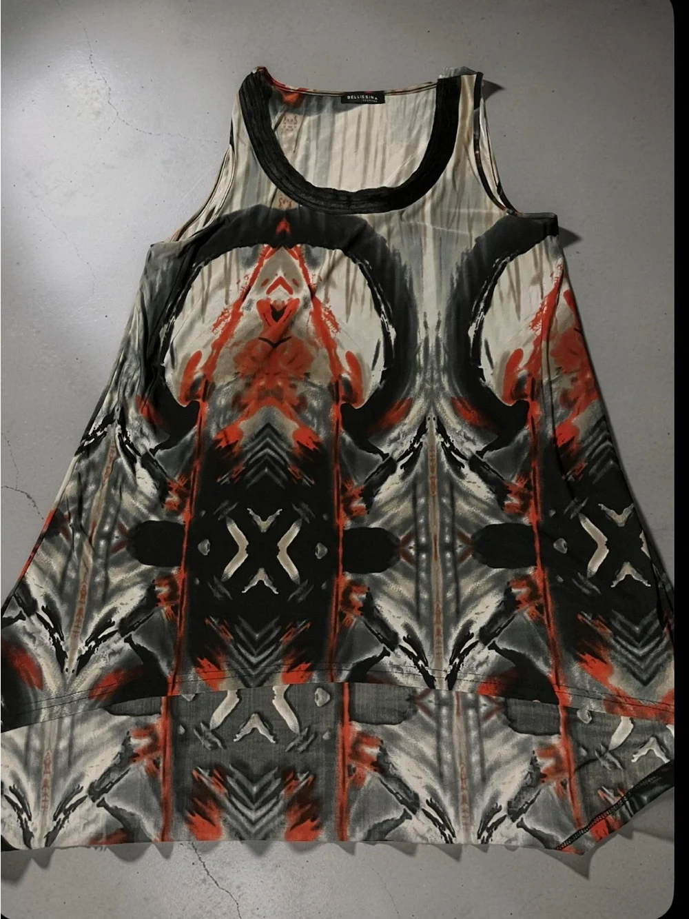 Joseph Ribkoff Boho-Chic Abstract Print High-Low Tank Top - Picture 4 of 5